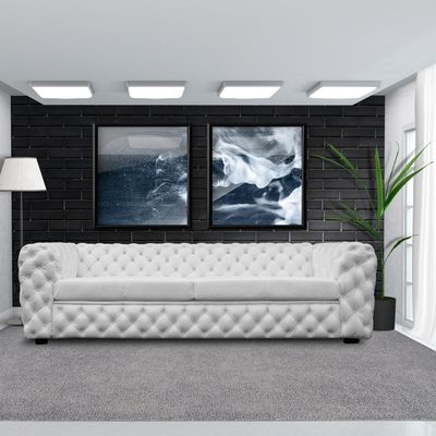 Sofá 4 Lugares Astúria 260cm Couro Branco - Gran Belo
