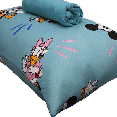 Jogo de Cama Portallar Solteiro Malha 100% Algodão Disney Mickey Feliz 2 Pçs Verde