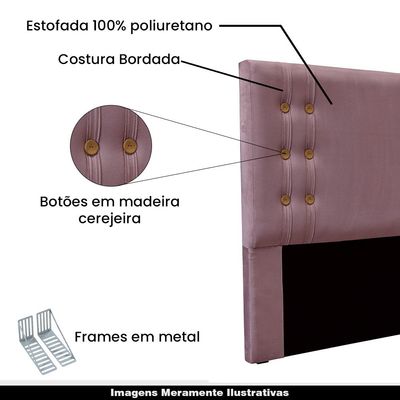 Cabeceira Decorativa Casal 1,40M Kors Veludo Uva - Gran Belo