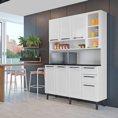 Armário De Cozinha Compacta Aço Itatiaia 140cm 8 Portas 2 Gavetas Branco