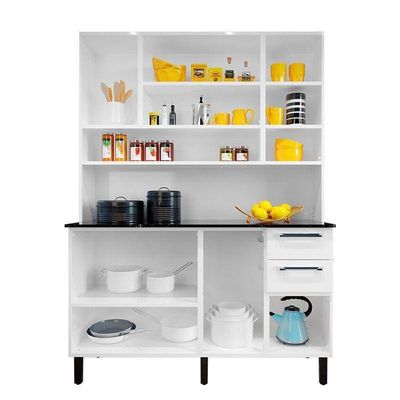 Armário De Cozinha Compacta Aço Itatiaia 140cm 8 Portas 2 Gavetas Branco