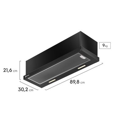 Depurador de Ar Electrolux 90cm Retrátil Preto Efficient com Luz de Led (DE9RB) 127V