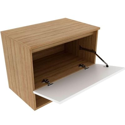 Gabinete De Banheiro 60 Cm 1 Porta E Nicho Valente Amêndoa/branco