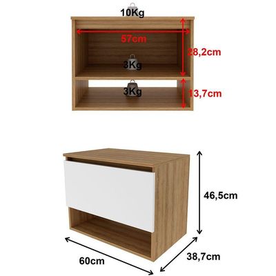 Gabinete De Banheiro 60 Cm 1 Porta E Nicho Valente Amêndoa/branco