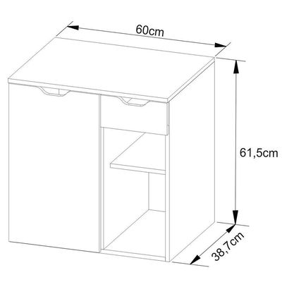 Gabinete De Banheiro 60 Cm 1 Porta Com Cuba Romana Branco