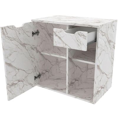 Gabinete De Banheiro 60 Cm 1 Porta 1 Gaveta Romana Mármore Branco