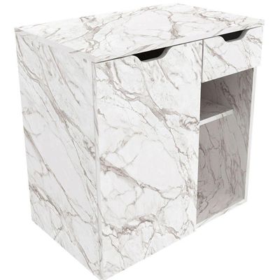Gabinete De Banheiro 60 Cm 1 Porta 1 Gaveta Romana Mármore Branco