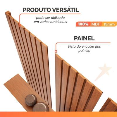 Painel Para Até 90 Polegadas 2,75m Ripado Autêntico Com Led E Prateleira Montreal Madeirado Madeirado