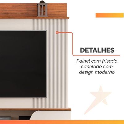 Estante Home Theater Para Até 70 Polegadas 1,82m 2 Portas Duna Off White/madeirado Off White / Madeirado