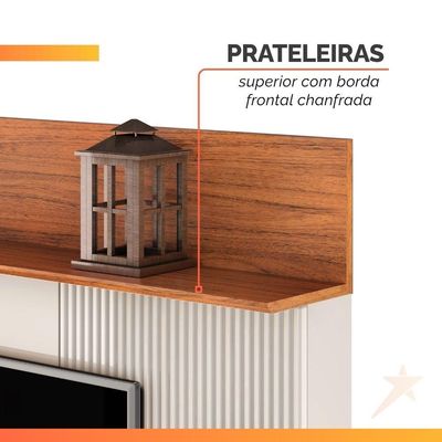 Estante Home Theater Para Até 70 Polegadas 1,82m 2 Portas Duna Off White/madeirado Off White / Madeirado