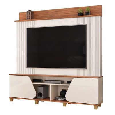 Estante Home Theater Para Até 70 Polegadas 1,82m 2 Portas Duna Off White/madeirado Off White / Madeirado
