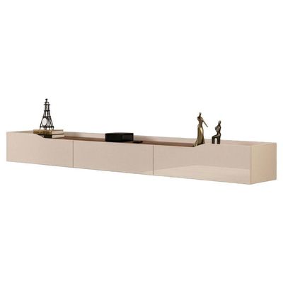 Rack Suspenso Para Painel Ou Até 75 Polegadas 2,18m 3 Gavetas Efraín Off White Off White