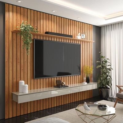 Home Ripado Supremo Com Gavetas Para Tv Até 75 Polegadas Cinamomo Com Off White