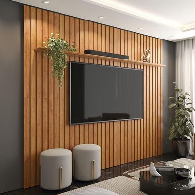 Painel Ripado Supremo Para Tv Até 75 Polegadas Cinamomo