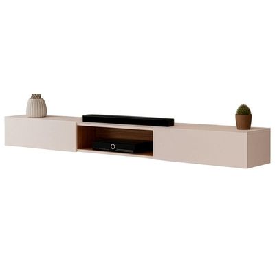 Rack Suspenso Para Painel Ou Tv Até 75 Polegadas 2,10m 2 Portas Com Nicho Montreal Off White