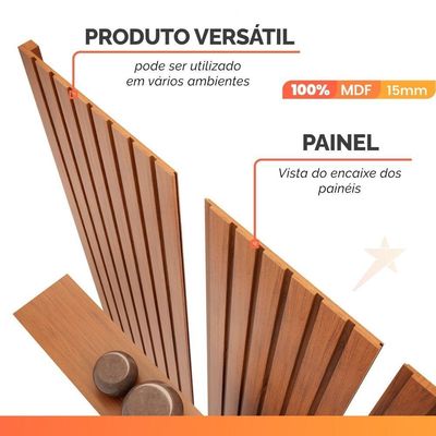 Painel P/ Tv Até 65 Polegadas Ripado Autêntico Com Led Montreal Com Nicho Efraín Madeirado/off White