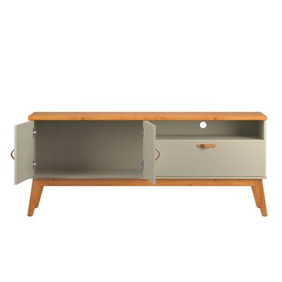 Rack Estante Sirius 3 Portas Para Tv Até 60 Polegadas Off White Com Cinamomo
