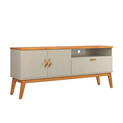 Rack Estante Sirius 3 Portas Para Tv Até 60 Polegadas Off White Com Cinamomo