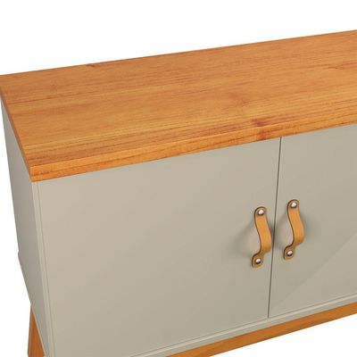 Rack Estante Sirius 3 Portas Para Tv Até 60 Polegadas Off White Com Cinamomo