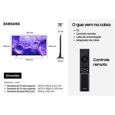 Smart TV 75 Polegadas Crystal UHD 4K UN75U8100FGXZD Samsung Preto