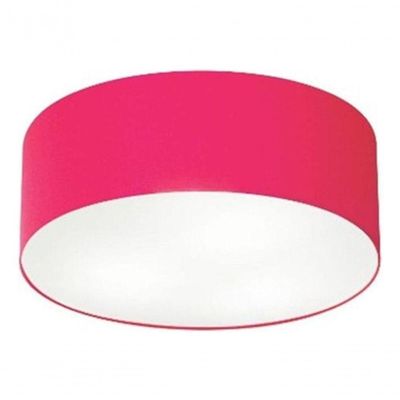 Plafon Cilíndrico Md-3005 Cúpula Em Tecido 40x12cm Rosa Pink - Bivolt