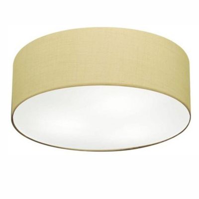 Plafon Cilíndrico Md-3006 Cúpula Em Tecido 60x15cm Algodão Crú - Bivolt