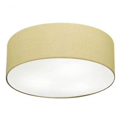 Plafon Cilíndrico Md-3006 Cúpula Em Tecido 60x15cm Algodão Crú - Bivolt