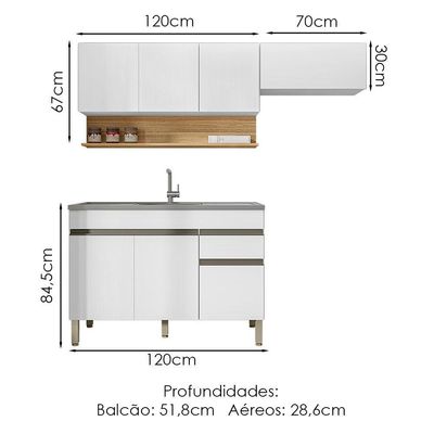 Cozinha Modulada 3 Pecas Balcao Pia Line Ktp Supremo Cp Freijo