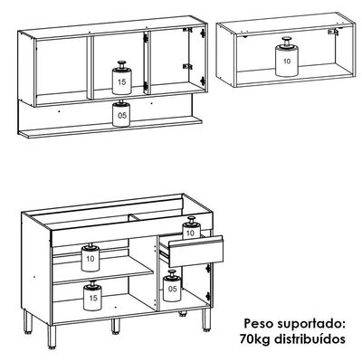 Cozinha Modulada 3 Pecas Balcao Pia Line Ktp Supremo Cp Freijo