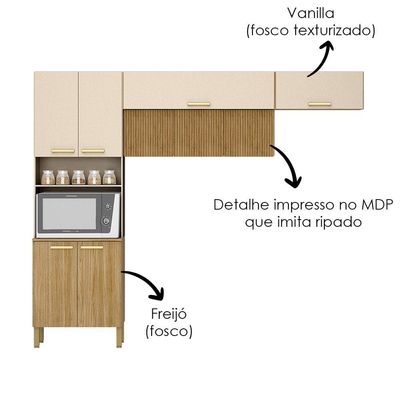 Cozinha 3 Pecas Urbane 260 Cm Freijo Vanilla Cp Ripado Freijo Ktp