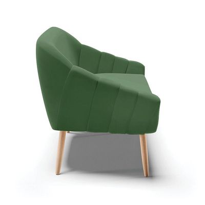 Namoradeira 02 Lugares Suede Pés Palito Natural Cor Verde
