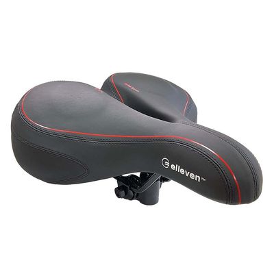 Selim bike bicicleta Largo vazado gel espuma e molas comfort Preto