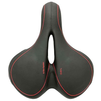 Selim bike bicicleta Largo vazado gel espuma e molas comfort Preto