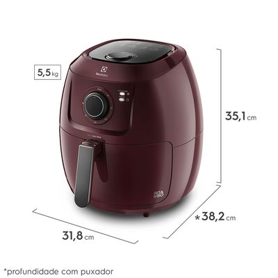 Air Fryer Electrolux por Rita Lobo 6,5L Vermelha Escura Family Efficient 1700W (EAF51) 220V