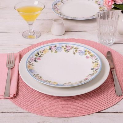 Aparelho de Jantar Aura Tramontina 16 Pçs Porcelana Decorada Pratos Rasos Sobremesa Xícara Pires