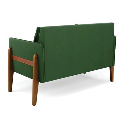Namoradeira 2 Lugares Lana Suede Verde Base De Madeira - D'rossi