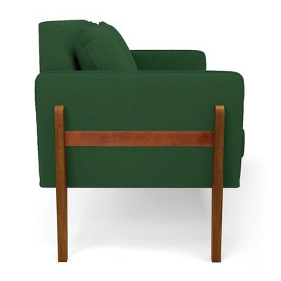 Sofá Namoradeira Lana Veludo Base De Madeira - D'rossi Cor Verde