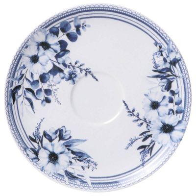 Xícara e Pires de Chá Tramontina Azzura 250ml em Porcelana Decorada Servir Café 2 Peças