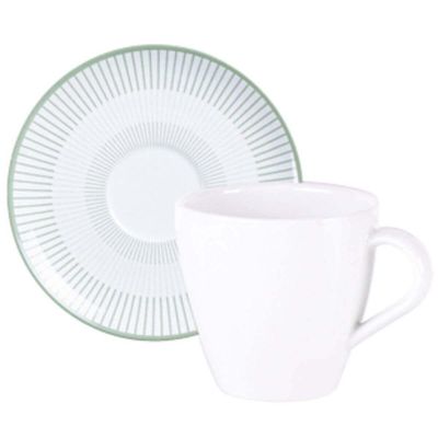 Xícara e Pires de Chá Tramontina Lineare em Porcelana 200ml 2 Peças Cozinha Servir Café