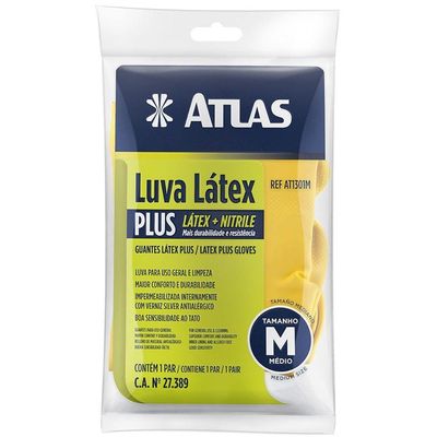 Luva De Latex Plus Amarela Extra Grande - At1301eg - Pincéis Atlas