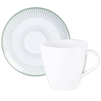 Conjunto 12 Peças Xícaras e Pires de Chá em Porcelana 200ml Tramontina Lineare Mesa Posta Café