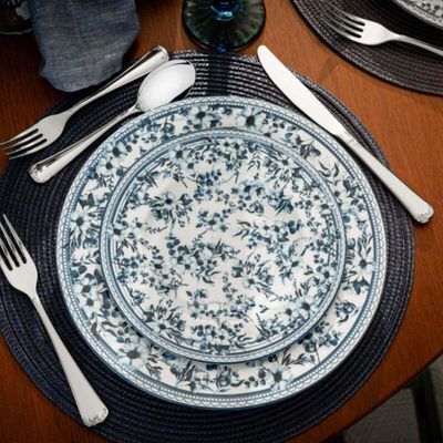 Jogo 6 Pratos Sobremesa 21cm Tramontina Azzura em Porcelana Decorada Servir Tortas Doces