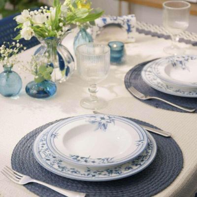 Jogo 12 Pratos Fundos 23cm Tramontina Azzura Porcelana 330ml Servir Mesa Posta Buffet Eventos
