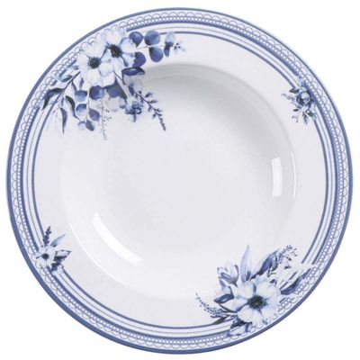 Jogo 12 Pratos Fundos 23cm Tramontina Azzura Porcelana 330ml Servir Mesa Posta Buffet Eventos