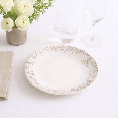 Jogo 12 Pratos Rasos de Jantar em Porcelana 25cm Tramontina Fogli Mesa Posta Restaurante Buffet