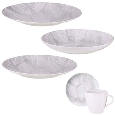 Aparelho de Jantar 20 Peças em Porcelana Decorada Tramontina Arbo Jogo Pratos Xícaras