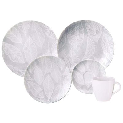 Aparelho de Jantar 20 Peças em Porcelana Decorada Tramontina Arbo Jogo Pratos Xícaras