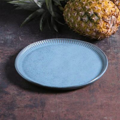Conjunto 8 Peças Pratos Rasos Fundos Bio Breeze Porto Brasil Cerâmica Azul Mesa Posta