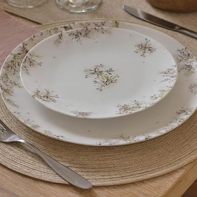 Jogo de Pratos Fogli Tramontina 12 Peças Porcelana Decorada Rasos Fundos Sobremesa