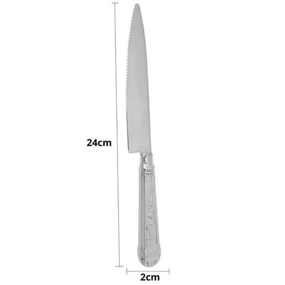 Jogo 24 Facas de Jantar Prateada Aço Inox Churrasco 24cm Serrilhada Luxo
